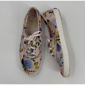 Keds Womens Canvas Rifle Paper Co Sneakers Floral Print US 7 EU 37.5 Pink/Multic